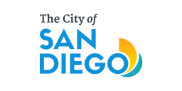 The City of San Diego logo, featuring the text "The City of SAN DIEGO" in blue and gray, with a colorful abstract wave graphic on the right.